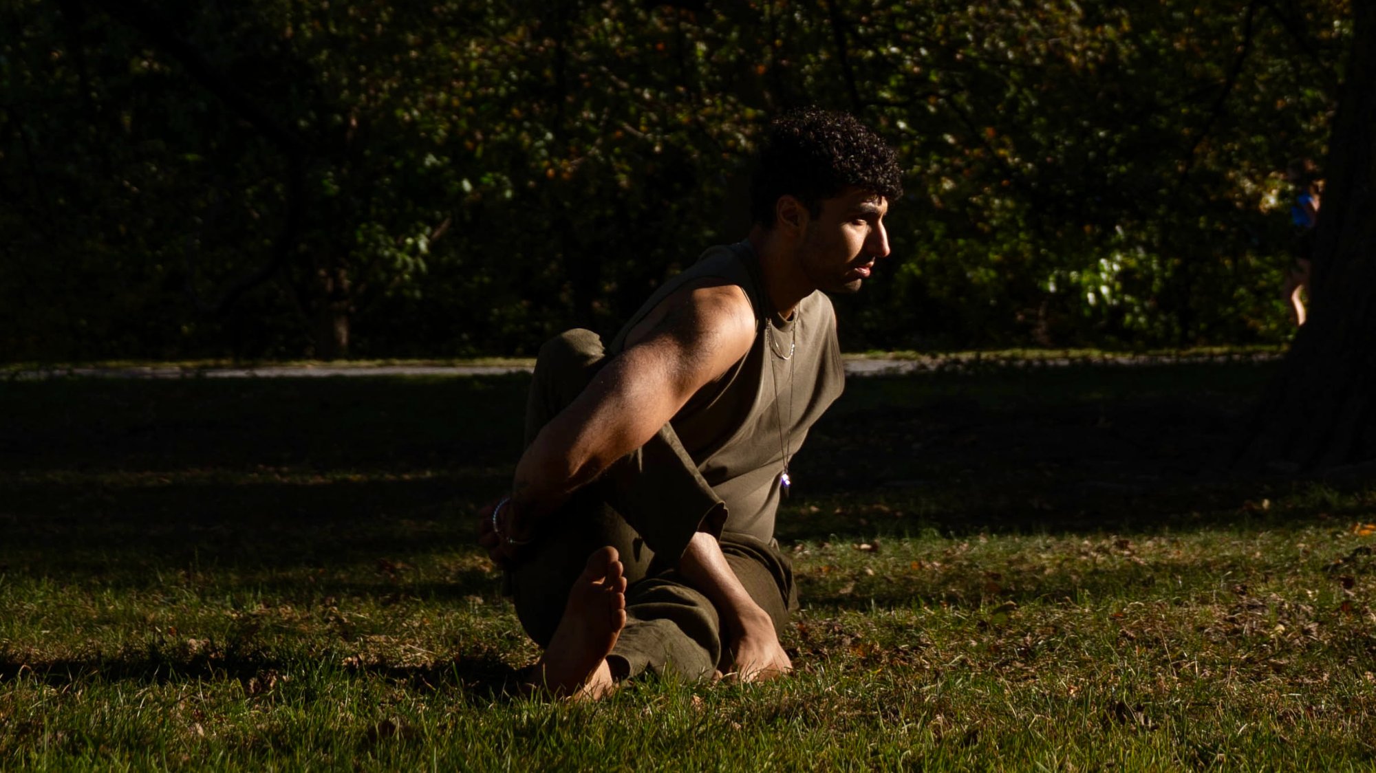 Yoga practice under a tree